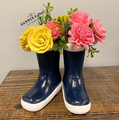 05/30/25 5:30pm April Showers Bring May Flowers Ceramic Rainboots